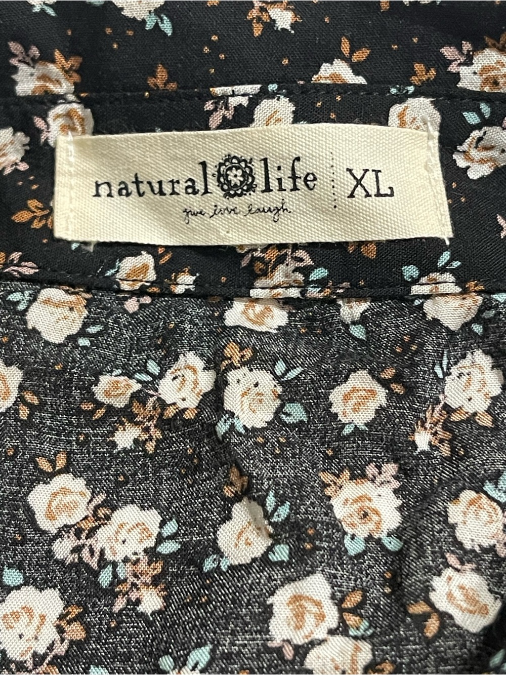 Natural Life Rebecca Midi Dress Floral Black With Cream Roses - Picture 9 of 14